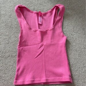 Skims Pink Ribbed Tank Top
